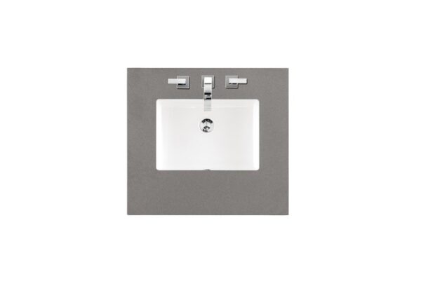 James Martin 238-104-V26-BW-3GEX Savannah 26 Inch Single Vanity Cabinet in Bright White with 3 cm Grey Expo Quartz Top with Sink