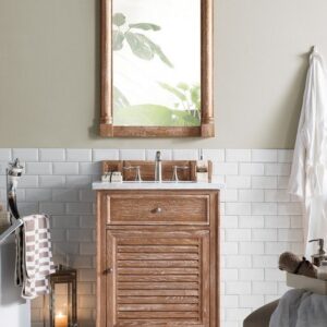 James Martin 238-104-V26-DRF-3AF Savannah 26 Inch Driftwood Single Vanity with 3 cm Arctic Fall Solid Surface Top