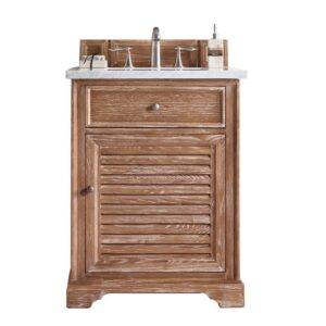 James Martin 238-104-V26-DRF-3AF Savannah 26 Inch Driftwood Single Vanity with 3 cm Arctic Fall Solid Surface Top