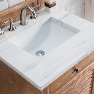 James Martin 238-104-V26-DRF-3AF Savannah 26 Inch Driftwood Single Vanity with 3 cm Arctic Fall Solid Surface Top