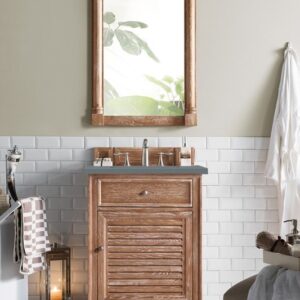 James Martin 238-104-V26-DRF-3CBL Savannah 26 Inch Single Vanity Cabinet with Cala Blue Quartz Top - Driftwood