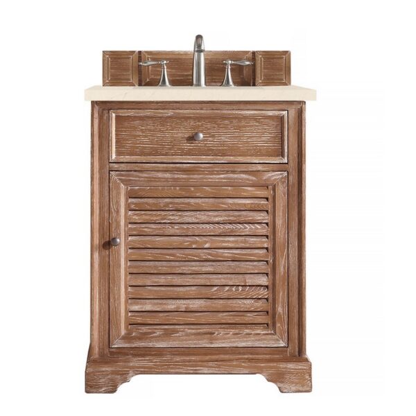 James Martin 238-104-V26-DRF-3EMR Savannah 26 Inch Single Vanity Cabinet in Driftwood with 3 CM Eternal Marfil Quartz Top