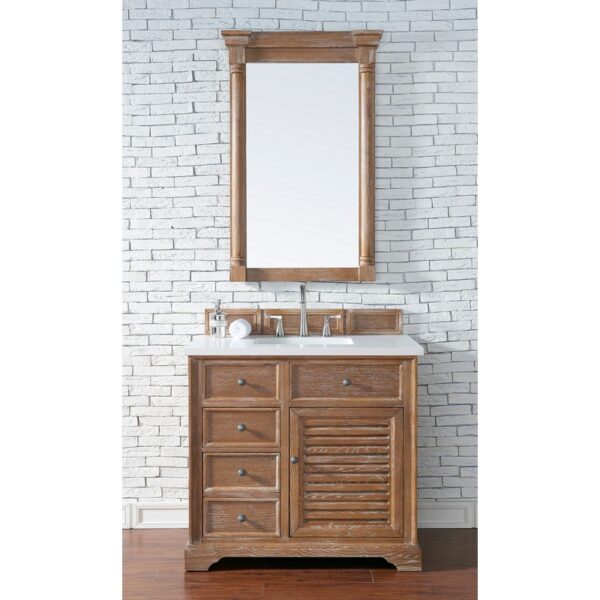 James Martin 238-104-V36-3WZ Savannah 36 Inch Single Vanity Cabinet with 3cm White Zeus Quartz Top