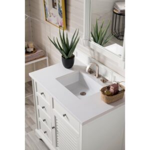 James Martin 238-104-V36-3WZ Savannah 36 Inch Single Vanity Cabinet with 3cm White Zeus Quartz Top