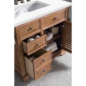 James Martin 238-104-V36-3WZ Savannah 36 Inch Single Vanity Cabinet with 3cm White Zeus Quartz Top