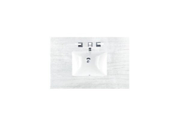 James Martin 238-104-V36-BW-3AF Savannah 36 Inch Bright White Single Vanity with 3 cm Arctic Fall Solid Surface Top