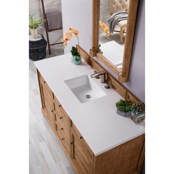 James Martin 238-104-V60S-3WZ Savannah 60 Inch Single Vanity Cabinet with 3cm White Zeus Quartz Top