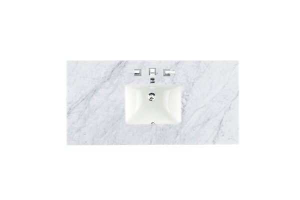 James Martin 238-104-V48-BW-3CAR Savannah 48 Inch Bright White Single Vanity with 3 cm Carrara Marble Top