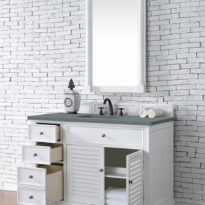 James Martin 238-104-V48-BW-3CBL Savannah 48 Inch Single Vanity Cabinet with Cala Blue Quartz Top - Bright White