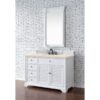 James Martin 238-104-V48-BW-3EMR Savannah 48 Inch Single Vanity Cabinet in Bright White with 3 CM Eternal Marfil Quartz Top