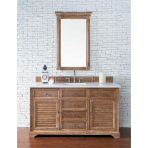 James Martin 238-104-V60S-3WZ Savannah 60 Inch Single Vanity Cabinet with 3cm White Zeus Quartz Top