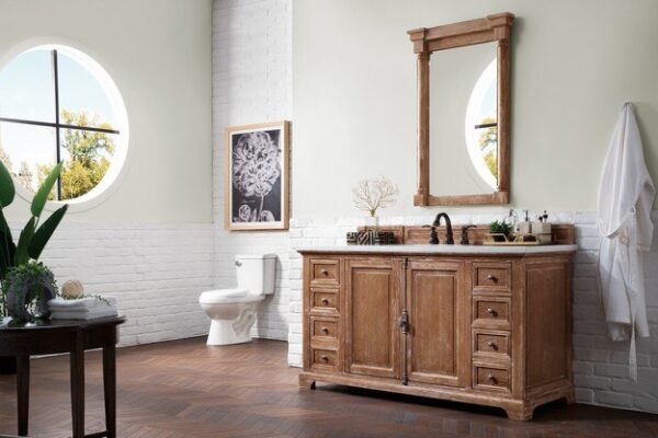 James Martin 238-105-5311-3CAR Providence 60 Inch Driftwood Single Vanity with 3 cm Carrara Marble Top