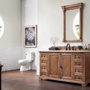 James Martin 238-105-5311-3AF Providence 60 Inch Driftwood Single Vanity with 3 cm Arctic Fall Solid Surface Top