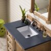 James Martin 238-105-5511-3CSP Providence 36 Inch Single Vanity Cabinet in Driftwood with 3 cm Charcoal Soapstone Quartz Top with Sink