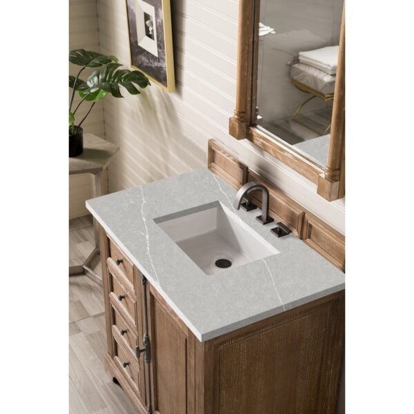 James Martin 238-105-5511-3ESR Providence 36 Inch Single Vanity Cabinet in Driftwood with 3 CM Eternal Serena Quartz Top