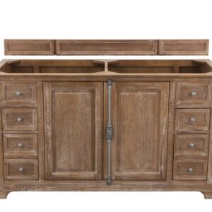 James Martin 238-105-5611-3CAR Providence 60 Inch Driftwood Double Vanity with 3 cm Carrara Marble Top