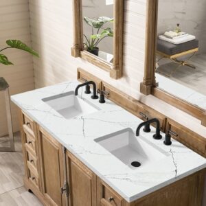 James Martin 238-105-5611-3ENC Providence 60 Inch Double Vanity Cabinet with Ethereal Noctis Quartz Top - Driftwood