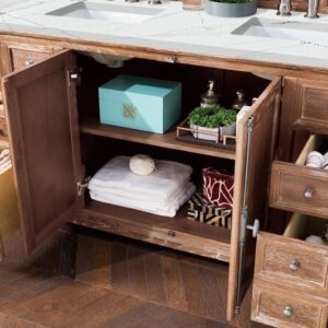 James Martin 238-105-5611-3ENC Providence 60 Inch Double Vanity Cabinet with Ethereal Noctis Quartz Top - Driftwood