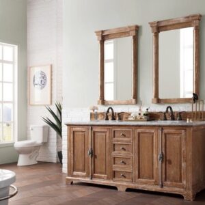 James Martin 238-105-5711-3CAR Providence 72 Inch Driftwood Double Vanity with 3 cm Carrara Marble Top