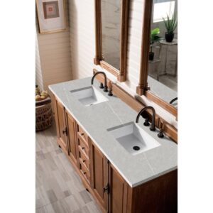 James Martin 238-105-5711-3ESR Providence 72 Inch Double Vanity Cabinet in Driftwood with 3 CM Eternal Serena Quartz Top