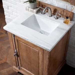 James Martin 238-105-V26-DRF-3AF Providence 26 Inch Driftwood Single Vanity with 3 cm Arctic Fall Solid Surface Top