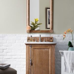 James Martin 238-105-V26-DRF-3CAR Providence 26 Inch Driftwood Single Vanity with 3 cm Carrara Marble Top