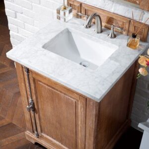 James Martin 238-105-V26-DRF-3CAR Providence 26 Inch Driftwood Single Vanity with 3 cm Carrara Marble Top