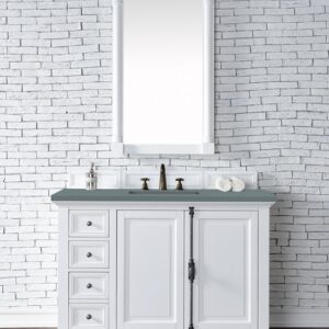 James Martin 238-105-V48-BW-3CBL Providence 48 Inch Single Vanity Cabinet with Cala Blue Quartz Top - Bright White