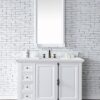 James Martin 238-105-V48-BW-3ENC Providence 48 Inch Single Vanity Cabinet with Ethereal Noctis Quartz Top - Bright White