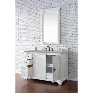 James Martin 238-105-V48-BW-3ESR Providence 48 Inch Single Vanity Cabinet in Bright White with 3 CM Eternal Serena Quartz Top