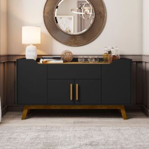 Manhattan Comfort Addie 53.54 Sideboard with 5 Shelves in Matte Black and Cinnamon