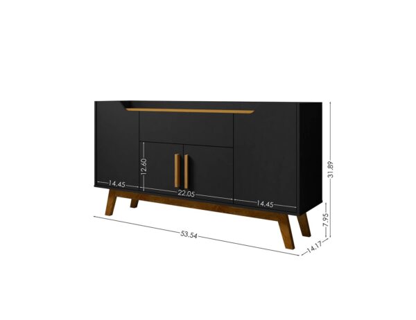 Manhattan Comfort Addie 53.54 Sideboard with 5 Shelves in Matte Black and Cinnamon