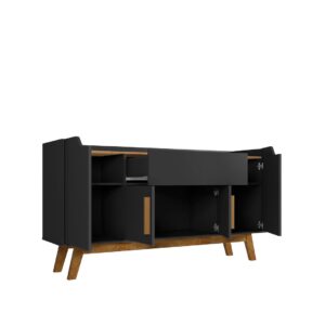 Manhattan Comfort Addie 53.54 Sideboard with 5 Shelves in Matte Black and Cinnamon