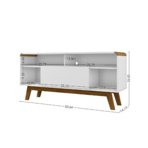 Manhattan Comfort Camberly 53.54 TV Stand with 5 Shelves in White and Cinnamon