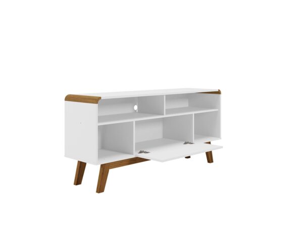 Manhattan Comfort Camberly 53.54 TV Stand with 5 Shelves in White and Cinnamon