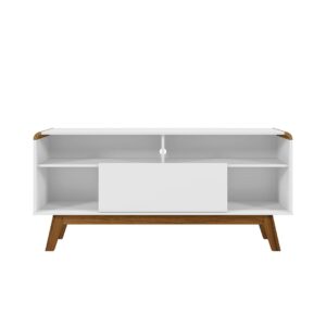 Manhattan Comfort Camberly 53.54 TV Stand with 5 Shelves in White and Cinnamon