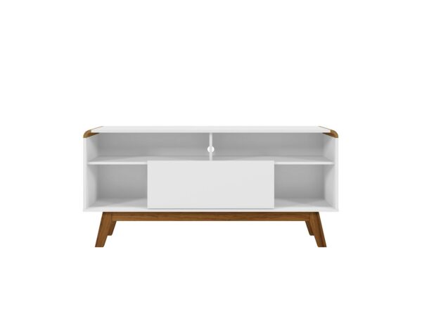 Manhattan Comfort Camberly 53.54 TV Stand with 5 Shelves in White and Cinnamon