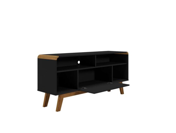 Manhattan Comfort Camberly 53.54 TV Stand with 5 Shelves in Matte Black and Cinnamon