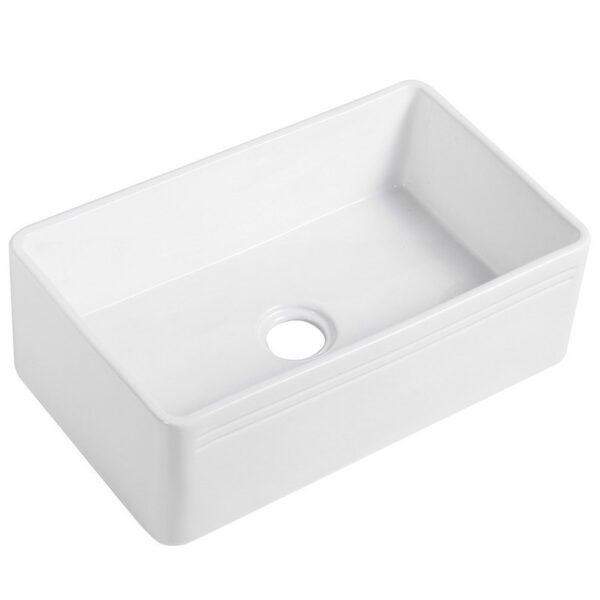 Altair 231030-KS Ancona 30 Inch Rectangular Ceramic Vessel Bathroom Sink - Glossy White