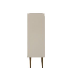 Manhattan Comfort Bogart 45.5" Mid-Century Modern Accent Cabinet in Off-White and Nature