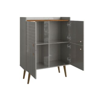 Manhattan Comfort Bogart 45.5" Mid-Century Modern Accent Cabinet in Grey and Nature