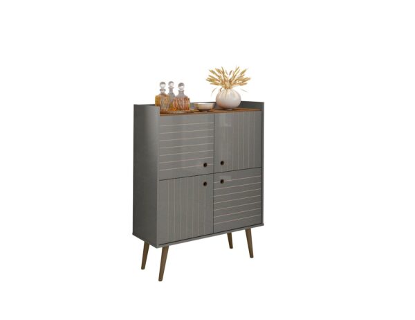 Manhattan Comfort Bogart 45.5" Mid-Century Modern Accent Cabinet in Grey and Nature