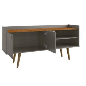 Manhattan Comfort Bogart 53.54" Mid-Century Modern TV Stand in Grey and Nature