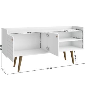 Manhattan Comfort Bogart 53.54" Mid-Century Modern TV Stand in White and Nature