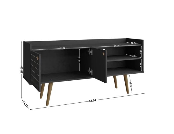 Manhattan Comfort Bogart 53.54" Mid-Century Modern TV Stand in Black and Nature