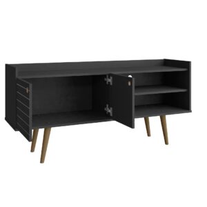 Manhattan Comfort Bogart 53.54" Mid-Century Modern TV Stand in Black and Nature