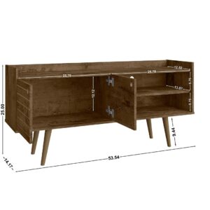 Manhattan Comfort Bogart 53.54" Mid-Century Modern TV Stand in Rustic Brown and Nature