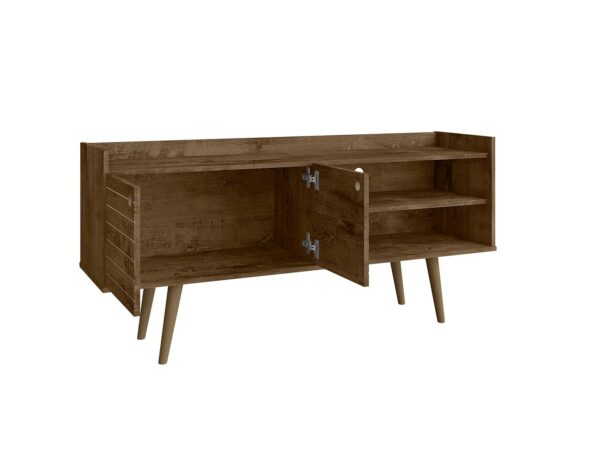 Manhattan Comfort Bogart 53.54" Mid-Century Modern TV Stand in Rustic Brown and Nature