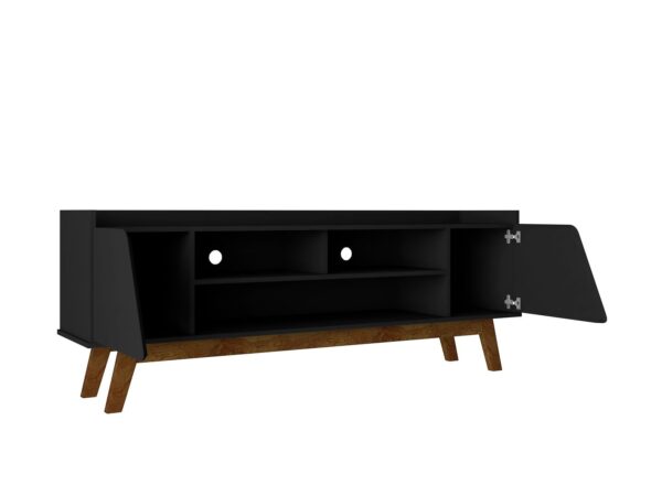 Manhattan Comfort Mid-Century Modern Marcus 62.99 TV Stand with Solid Wood Legs in  Matte Black