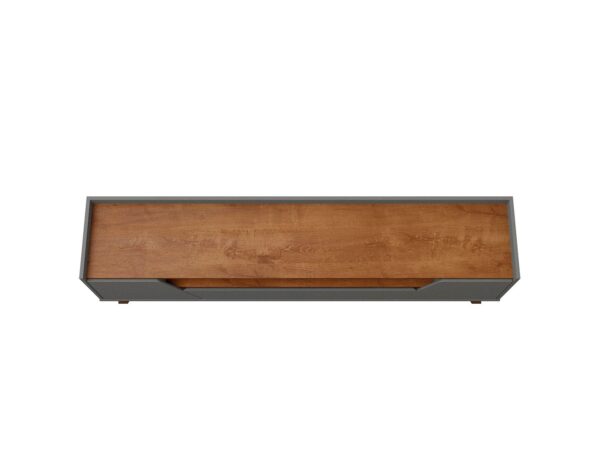 Manhattan Comfort Mid-Century Modern Marcus 70.86 TV Stand with Solid Wood Legs in Grey and Nature